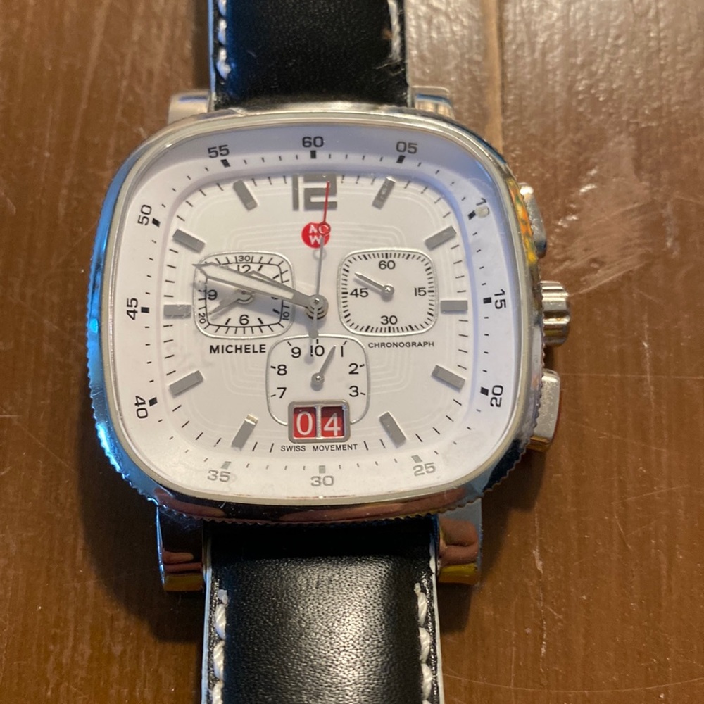 Michele Chronograph square watch face